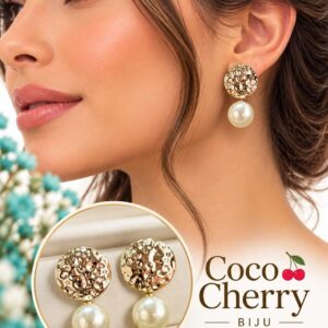 Arete plateado con perla