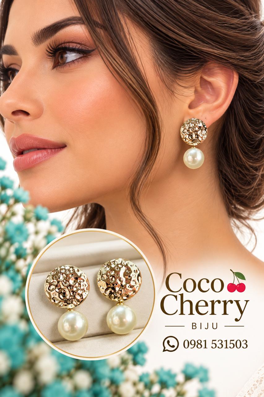 Arete plateado con perla