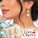 Aretes Colgantes Geométricos con Perla – Coco Cherry