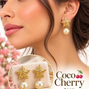 Aretes Estrella & Perla de Coco Cherry Biju ✨